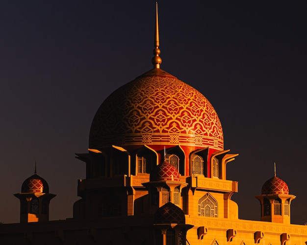 Dome of the Putra Mosque in Malaysia at sunset