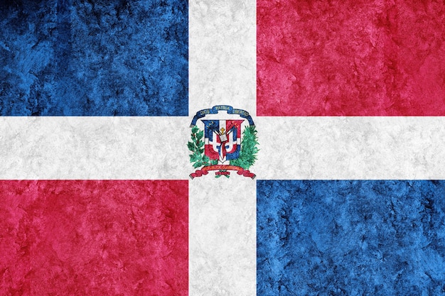 Dominican Republic Metallic flag, Textured flag, grunge flag