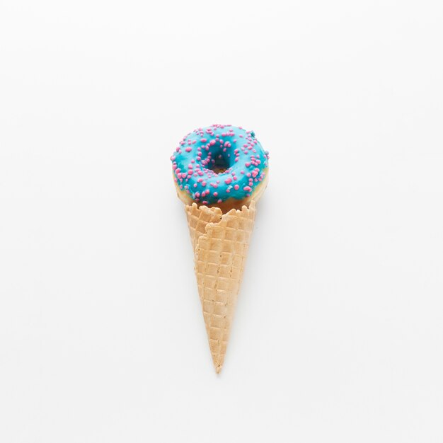 Donut in ice cream cone concept