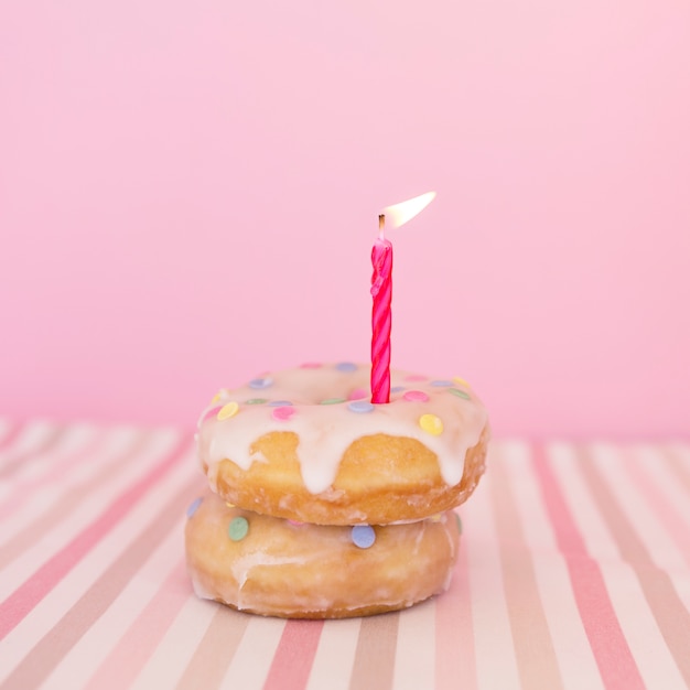 Donut with candle