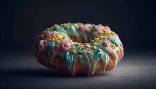 Free photo donut with chocolate icing and sprinkles generated by ai