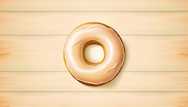 Free photo donut on wooden background cartoon illustration generative ai