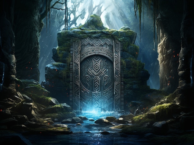 Free photo door opening fantasy world