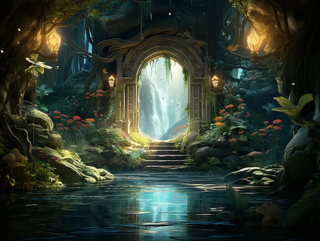 Door opening fantasy world