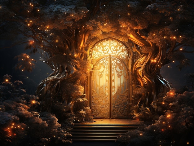 Free photo door opening fantasy world