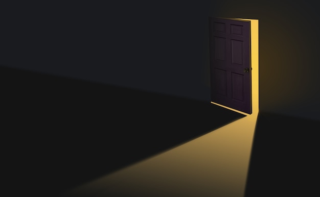 Door opening to new world composition