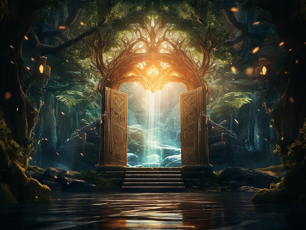 Door stretching into fantasy world