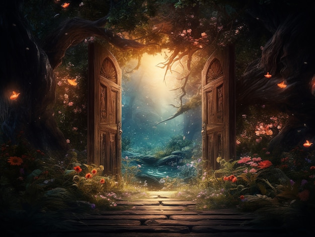 Door stretching into fantasy world