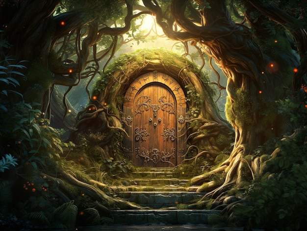 Door stretching into fantasy world