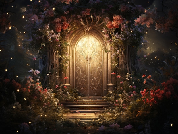 Free Photo door stretching into fantasy world