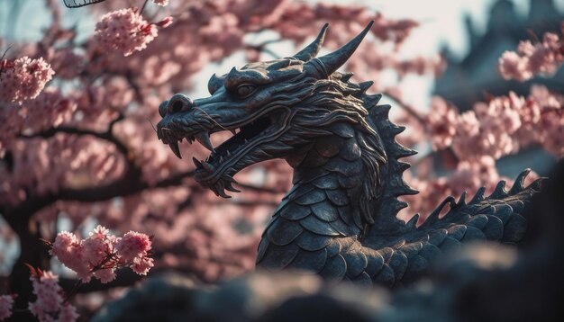 Dragon sculpture izes East Asian culture creativity generated by AI