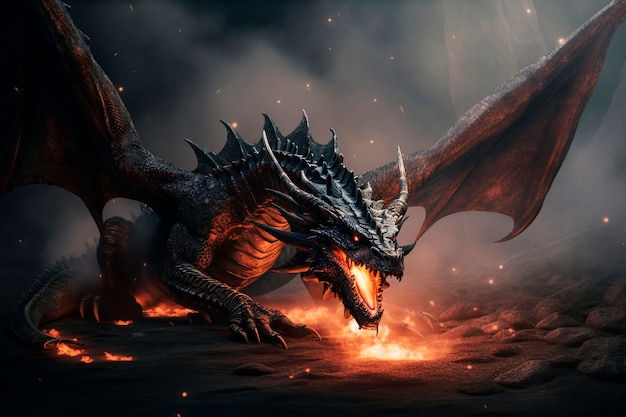 Free Photo dragons and fantasy artificial intelligence image