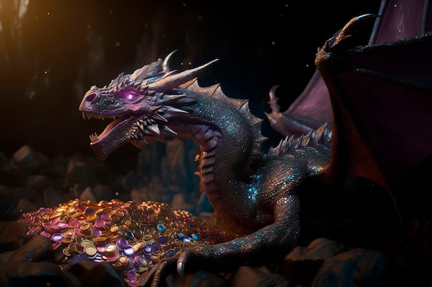 Free Photo dragons and fantasy artificial intelligence image