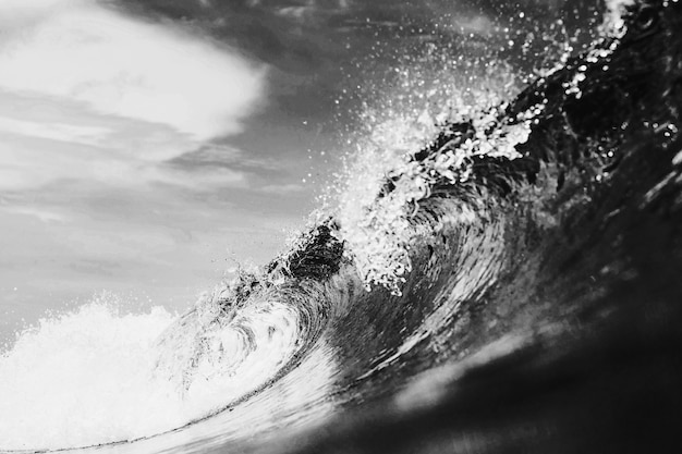 Free photo dramatic black and white wave landscape