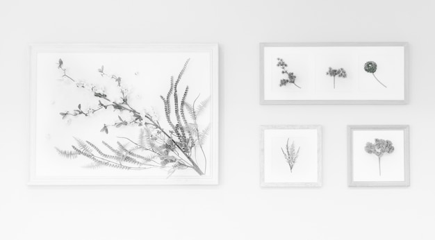 Free Photo drawing flowers inside frame on the wall