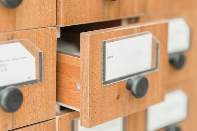 Free photo drawn drawer of library catalog