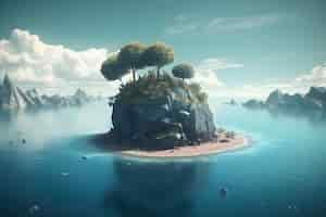 Free photo dream floating island landscape