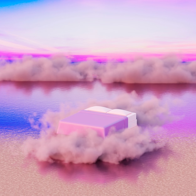 Dreamlike and surrealistic landscape in purplish tones