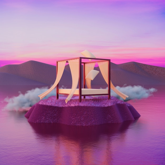 Free Photo dreamlike and surrealistic landscape in purplish tones