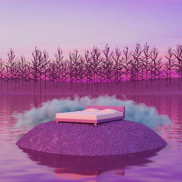 Free Photo dreamlike and surrealistic landscape in purplish tones