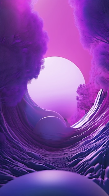 Free photo dreamlike and surrealistic landscape wallpaper in purple tones