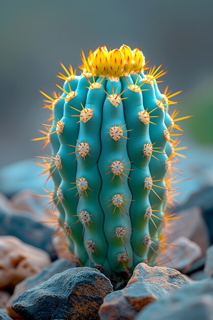 Dreamy 3d rendering of magical cactus