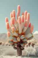 Free photo dreamy 3d rendering of magical cactus