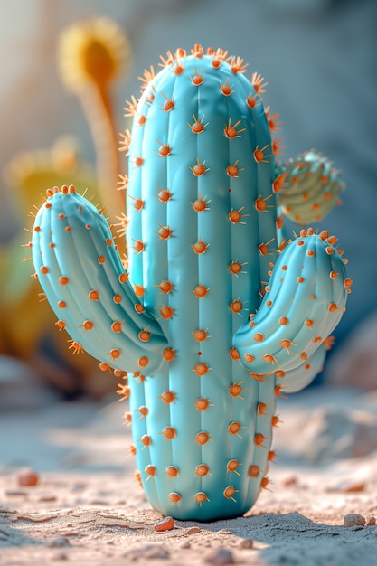 Dreamy 3d rendering of magical cactus