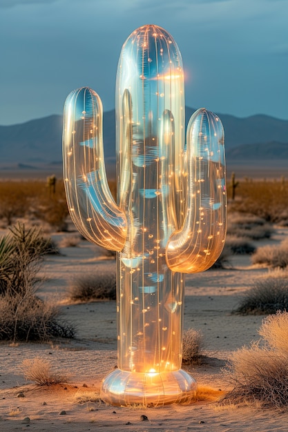 Dreamy 3d rendering of magical cactus