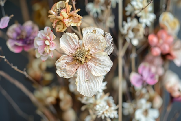 Free photo dreamy arrangement with decorative dried flowers