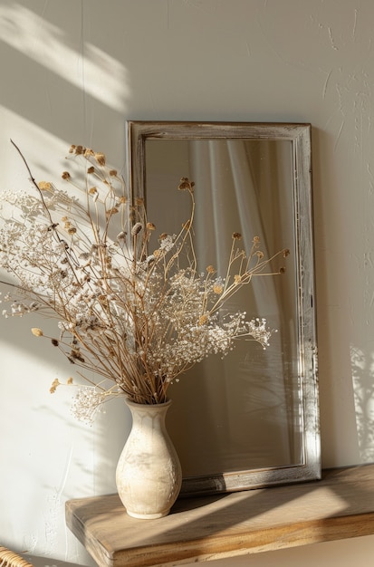 Free Photo dreamy arrangement with decorative dried flowers