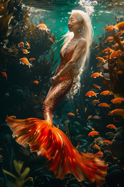 Dreamy mermaid underwater