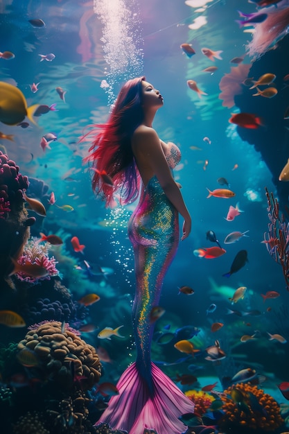 Free Photo dreamy mermaid underwater