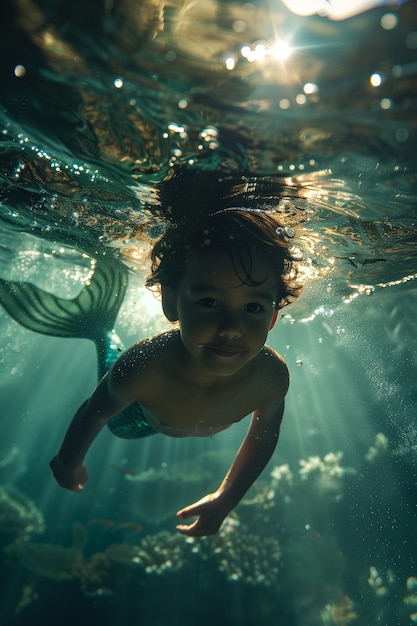 Dreamy mermaid underwater