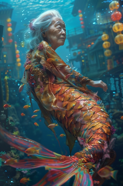 Dreamy mermaid underwater