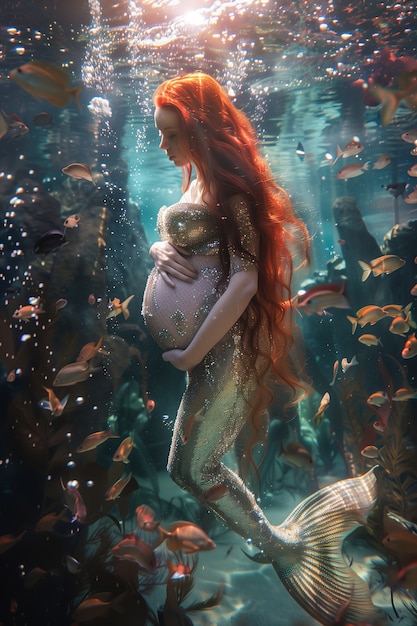 Free Photo dreamy mermaid underwater