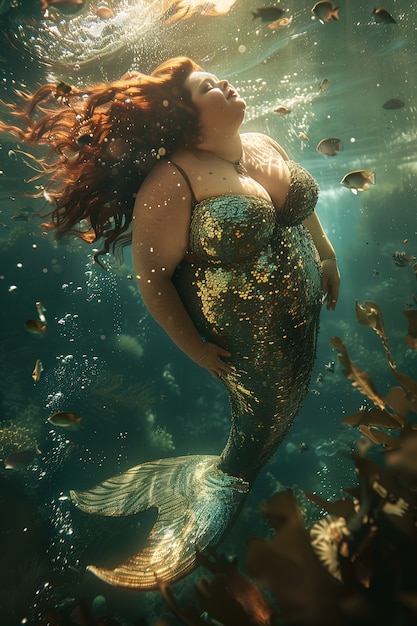 Free Photo dreamy mermaid underwater