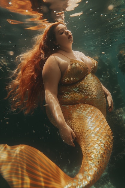 Free photo dreamy mermaid underwater