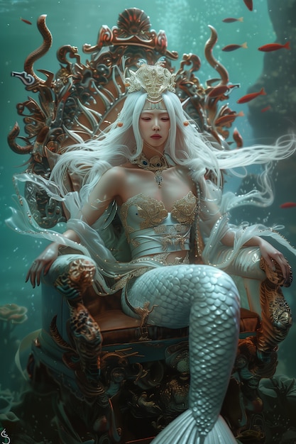 Free photo dreamy mermaid underwater