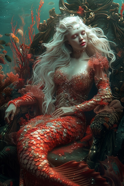 Free photo dreamy mermaid underwater