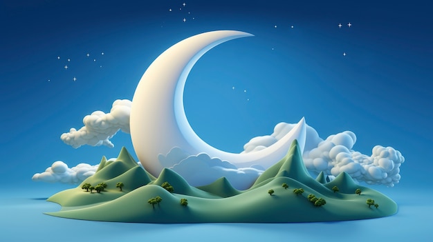 Free Photo dreamy moon with clouds