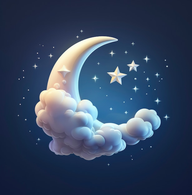 Dreamy moon with stars