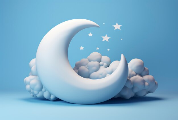 Dreamy moon with stars