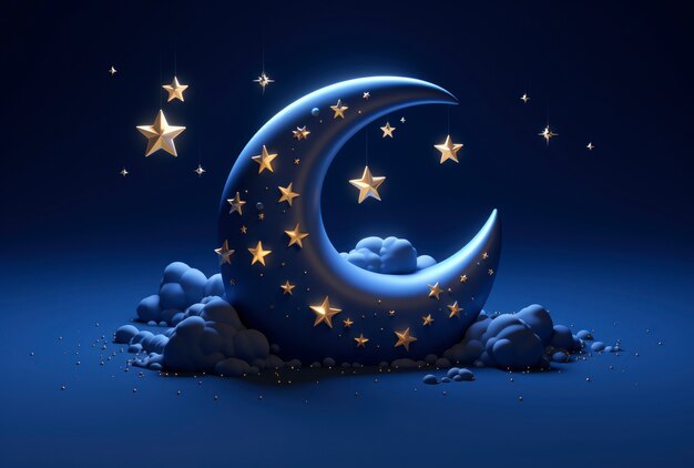 Dreamy moon with stars