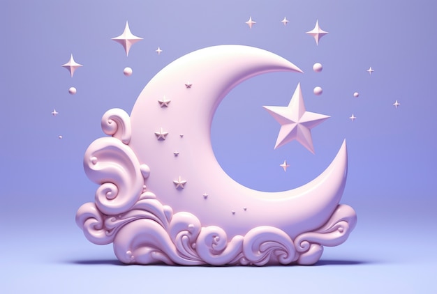 Free photo dreamy moon with stars