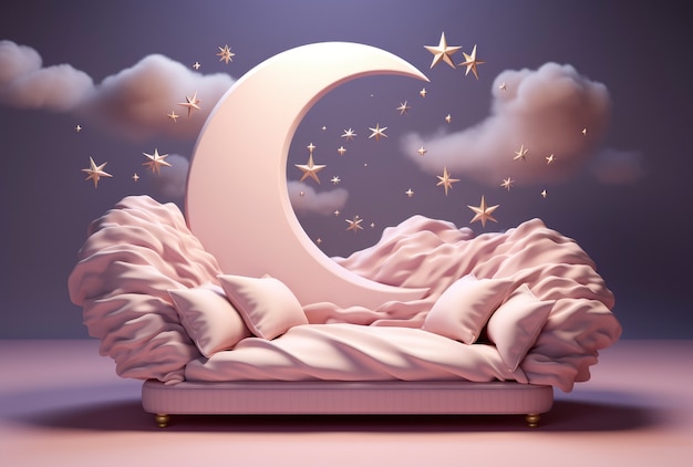 Free photo dreamy moon with stars