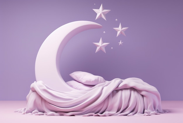 Free photo dreamy moon with stars