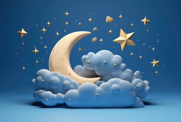 Dreamy moon with stars