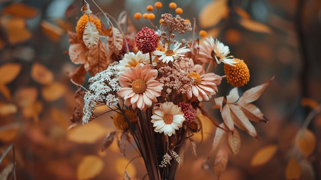 Dried autumn flowers representing indian sanchi stupa art