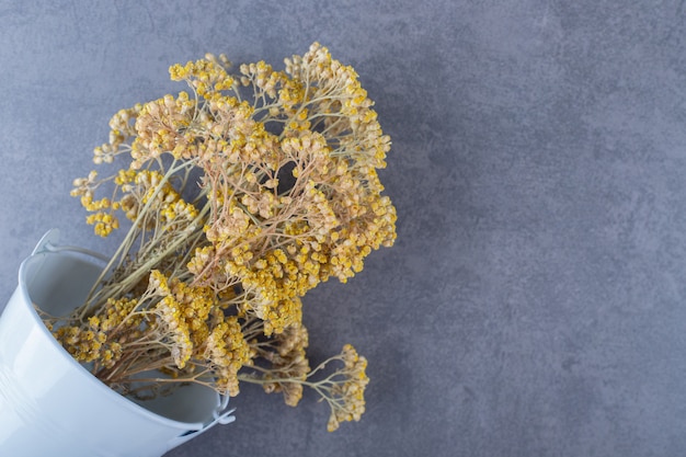 Dried flower branch in bucket